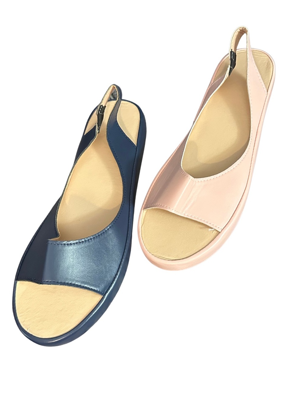 Women's Slingback Open-Toe Sandals in Navy and Blush